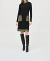 Joseph Ribkoff Two-tone Color Block Long Sleeve Shift Dress In Black/iguana