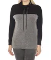 Joseph Ribkoff Two-tone Color Block Long Sleeve Top In Black/off-white In Multi