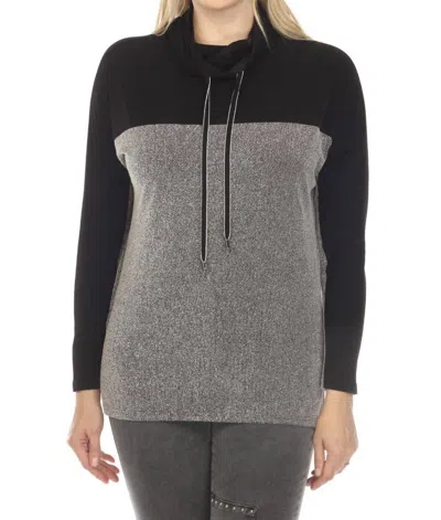 Joseph Ribkoff Two-tone Color Block Long Sleeve Top In Black/off-white In Multi