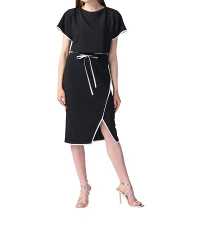 Joseph Ribkoff Two Tone Slit Dress In Black