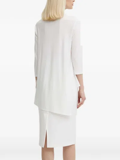 Joseph Ribkoff V-neck Asymmetric Blouse In White