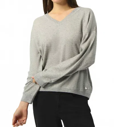 Joseph Ribkoff V Neck Boxy Sweater In Light Grey In Gray