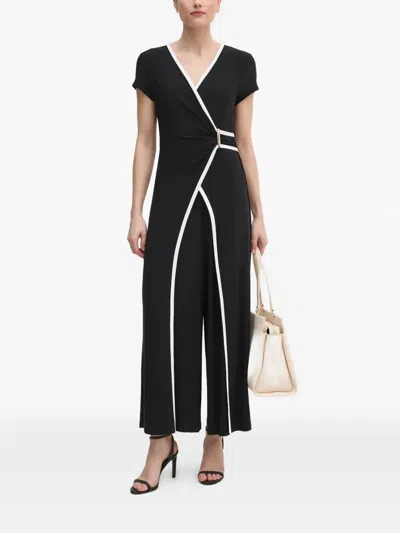 Joseph Ribkoff V-neck Buckle Jumpsuit In Black