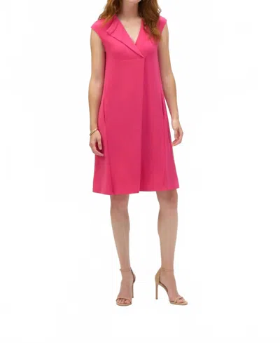 Joseph Ribkoff V-neck Cap Sleeve Trapeze Dress In Geranium In Pink