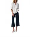 Joseph Ribkoff V-neck Collared 3/4 Sleeves Hi-low Top In White In Blue