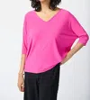 Joseph Ribkoff V-neck Dolman Sleeve In Ultra Pink In Orange