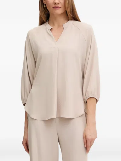 Joseph Ribkoff V-neck Drawstring Blouse In White