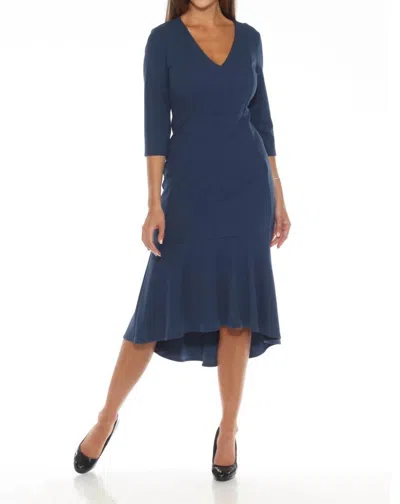 Joseph Ribkoff V-neck High Low Midi Dress In Nightfall In Multi