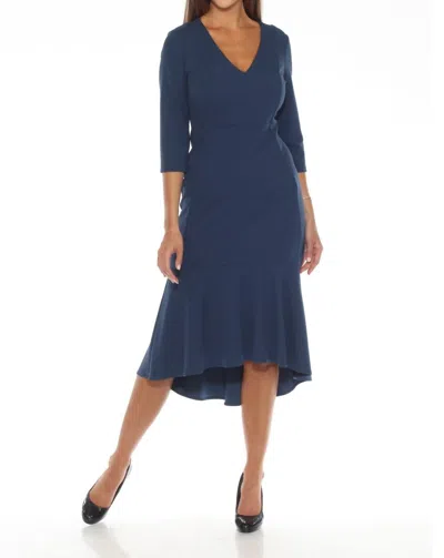 Joseph Ribkoff V-neck High Low Midi Mermaid Dress In Nightfall