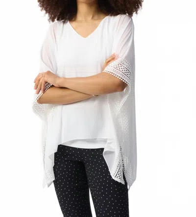 Joseph Ribkoff V-neck Lace Trim Poncho Top In Vanilla In White