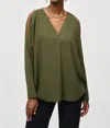 Joseph Ribkoff V-neck Long Sleeve Top In Iguana