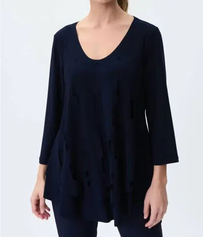 Joseph Ribkoff V-neck Long Sleeve Tunic Top In Midnight Blue