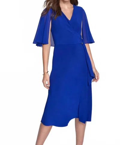 Joseph Ribkoff V Neck Midi Dress In Ocean Blue