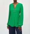 Joseph Ribkoff Silky Knit Flared Top In Envy