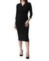 Joseph Ribkoff V-neck Ruched Bodycon Dress In Black In Black