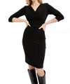 Joseph Ribkoff V-neck Ruched Bodycon Dress In Noir In Black