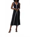 Joseph Ribkoff V-neck Sleeveless Maxi A-line Dress In Black/off-white