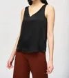 Joseph Ribkoff V-neck Sleeveless Satin Tank In Black In Black