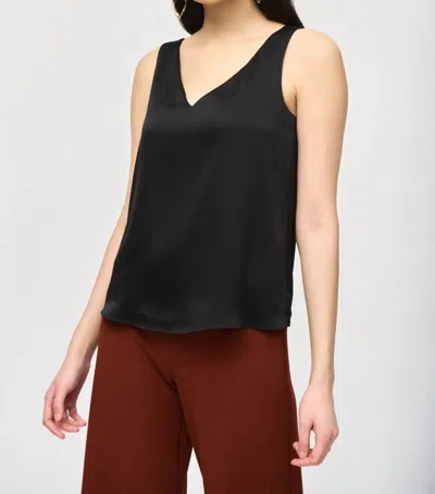 Joseph Ribkoff V-neck Sleeveless Satin Tank In Black