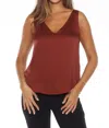 Joseph Ribkoff V-neck Sleeveless Satin Tank In Cinnamon