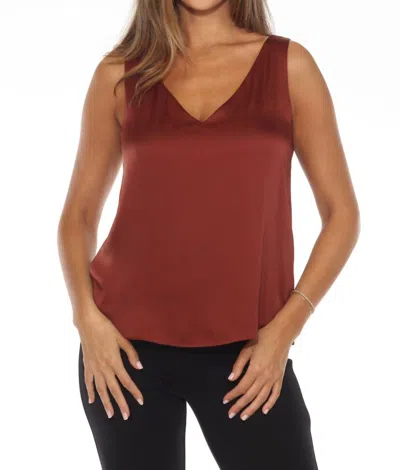 Joseph Ribkoff V-neck Sleeveless Satin Tank In Cinnamon