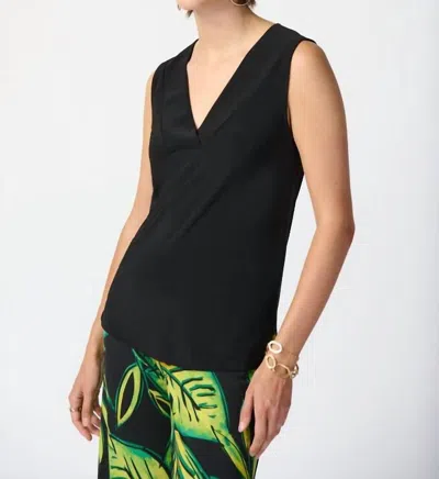 JOSEPH RIBKOFF V-NECK SLEEVELESS TOP IN BLACK