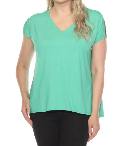 Joseph Ribkoff V-neck Split Sleeve Loose Fit Top In Garden Green In Multi