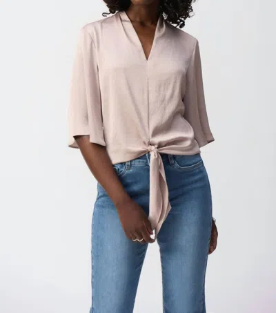 Joseph Ribkoff V-neck Tie-front Blouse In Parchment In Neutral