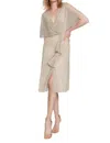 Joseph Ribkoff V-neck Wrap Dress In Champagne/gold In Multi