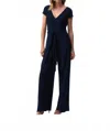 Joseph Ribkoff V-neck Wrap Front Wide Leg Jumpsuit In Midnight Blue In Blue