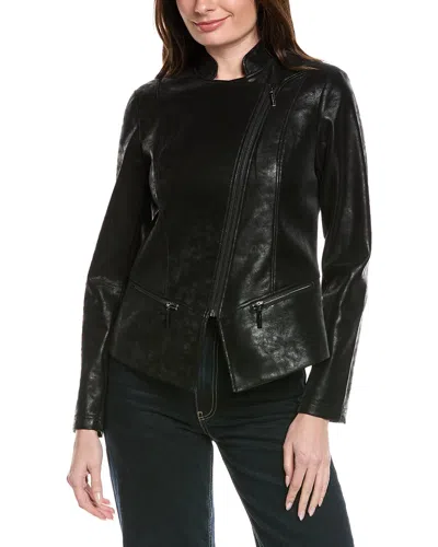 Joseph Ribkoff Vegan Leather Jacket In Black