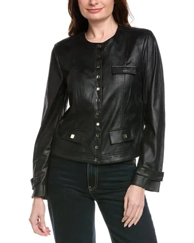 Joseph Ribkoff Vegan Leather Jacket In Black