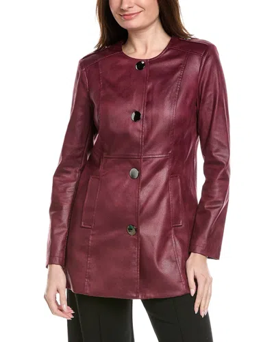 Joseph Ribkoff Vegan Leather Jacket In Burgundy