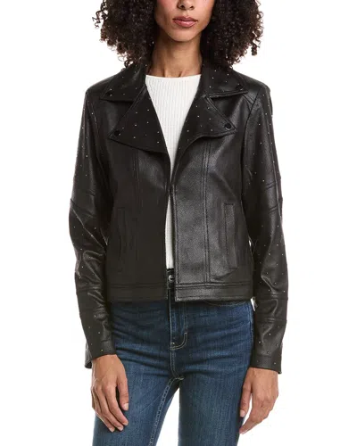 Joseph Ribkoff Vegan Leather Sapphire Jacket In Black