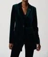 Joseph Ribkoff Velvet Blazer With Notch Collar And Pockets 234288 In Dark Green In Green