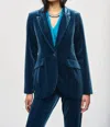 Joseph Ribkoff Long Sleeve Velvet Blazer In Nightfall In Blue
