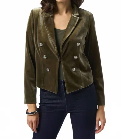 Joseph Ribkoff Velvet Knit Blazer In Khaki In Green
