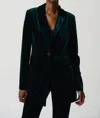Joseph Ribkoff Velvet Blazer With Notch Collar And Pockets 234288 In Dark Green In Green