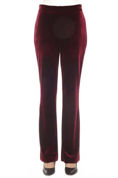 Joseph Ribkoff Velvet Pull On Flared Pants In Burgundy