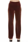 Joseph Ribkoff Velvet Pull On Wide Leg Pant In Brown In Brown