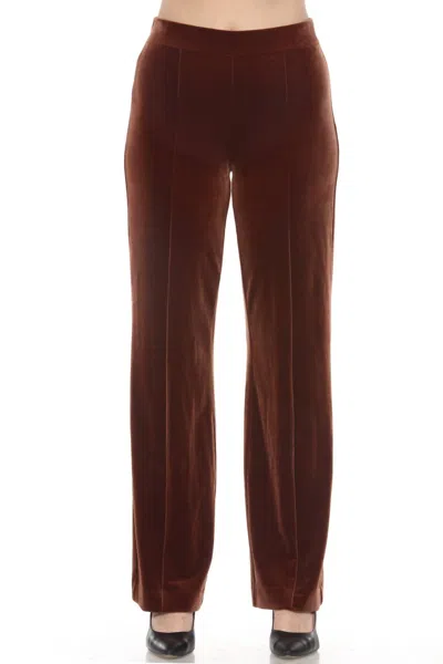 Joseph Ribkoff Velvet Pull On Wide Leg Pant In Brown
