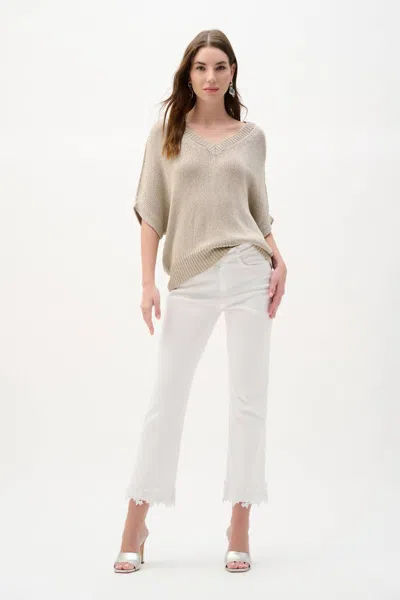 Joseph Ribkoff Viscose And Lurex Sweater Knit Relaxed Top In Moonstone In Multi