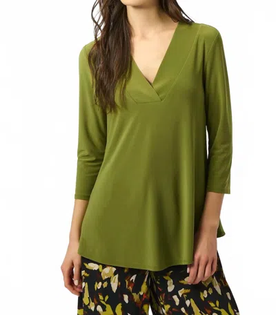 Joseph Ribkoff V-neck 3/4 Sleeve Flared Top In Artichoke In Multi