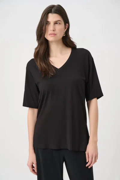 Joseph Ribkoff V-neck Elbow Tunic Top In Black