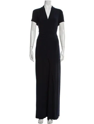 Pre-owned Joseph Ribkoff V-neck Jumpsuit In Blue