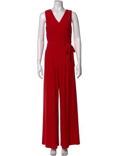 Pre-owned Joseph Ribkoff V-neck Jumpsuit W/ Tags In Red