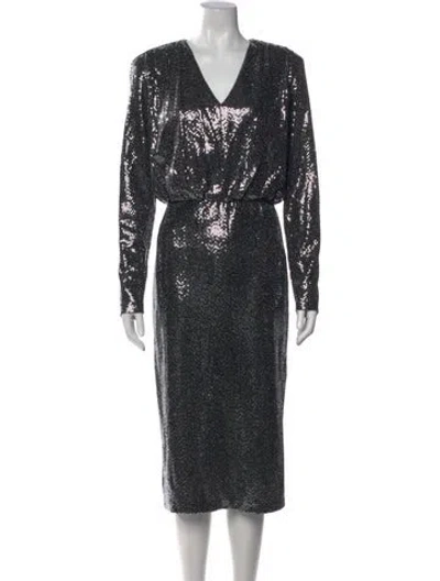 Pre-owned Joseph Ribkoff V-neck Knee-length Dress In Black