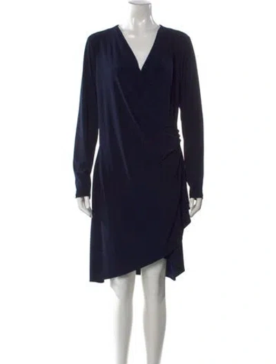 Pre-owned Joseph Ribkoff V-neck Knee-length Dress In Blue