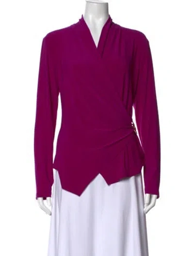Pre-owned Joseph Ribkoff V-neck Long Sleeve Blouse In Purple