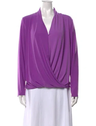 Pre-owned Joseph Ribkoff V-neck Long Sleeve Blouse In Purple